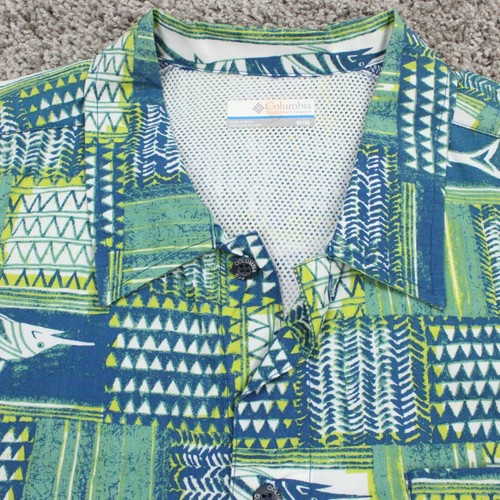 Camisa Columbia PFG Para Hombres Mediana Verde Estampado Completo Ventilado Pesca - Imagen 2 de 9