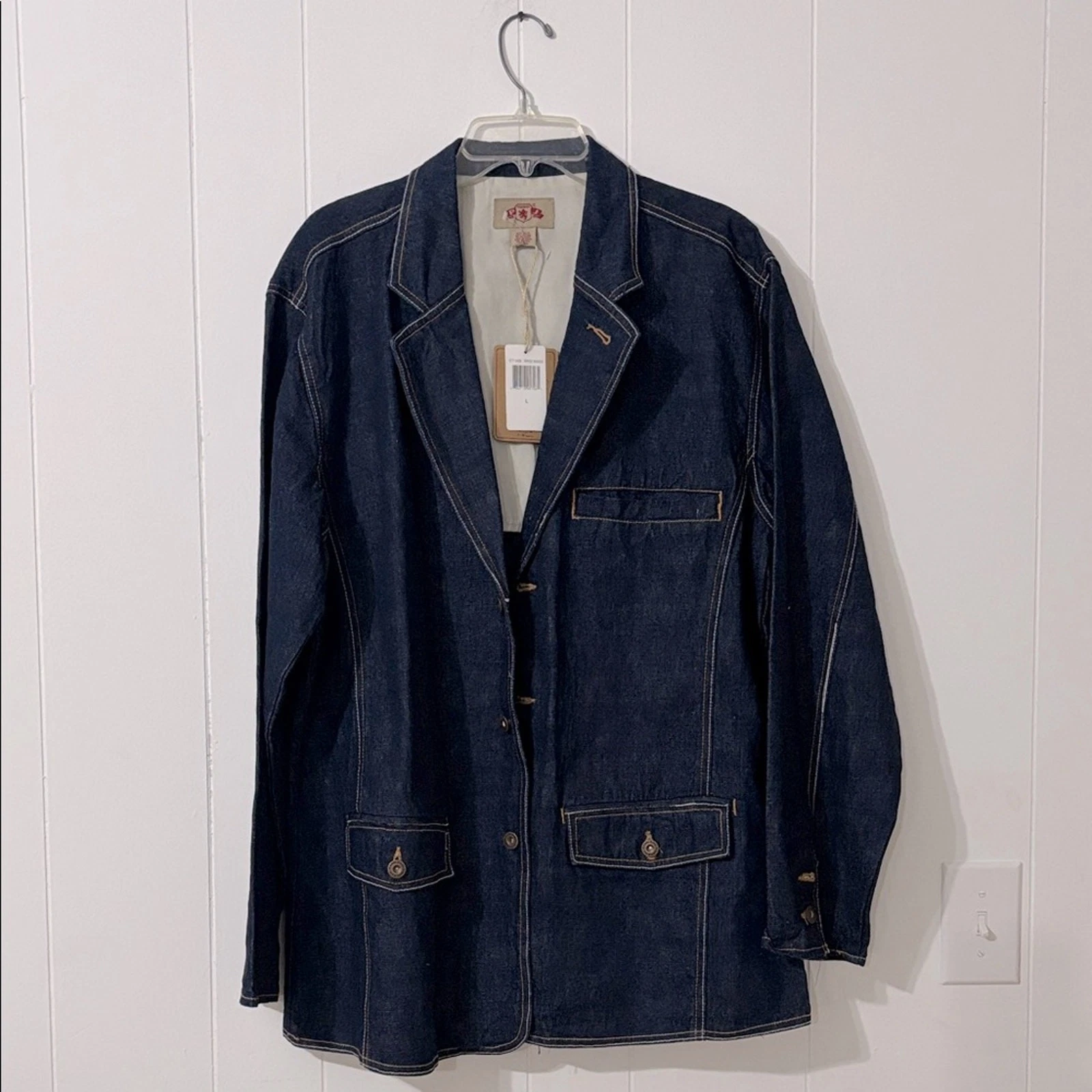 Vintage PJ Marks Classic Western Three-button Denim Jacket Size Large NWT