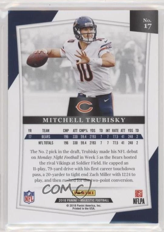2018 Panini Majestic /75 Mitchell Trubisky #17 - Image 2 of 2
