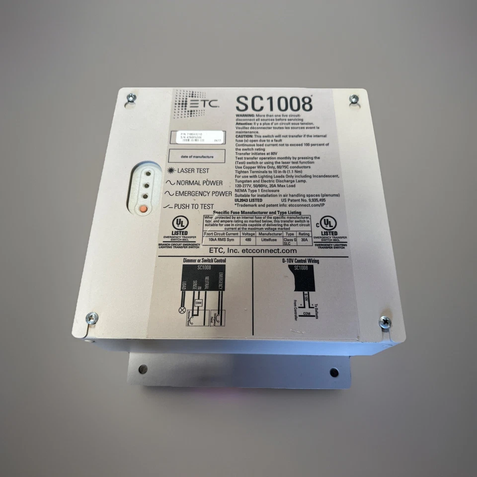 🔴ETC SC1008 BRANCH CIRCUIT Emergency Lighting Transfer Switch 7180A1210‼️C - Image 2 of 2