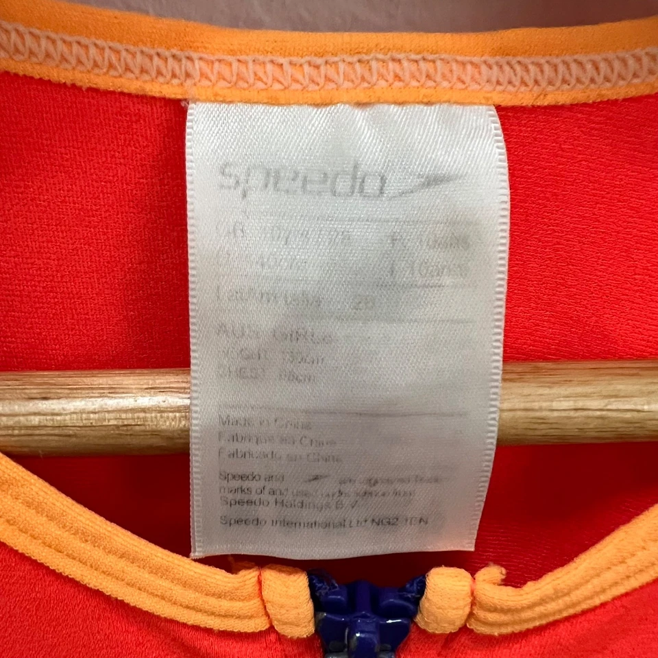 SPEEDO Fluro Orange & Blue Swim Surf Zip Rash Vest - Size 10 - image 4 of 4