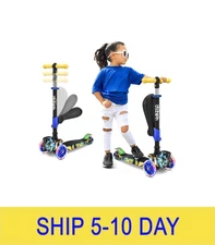 Hurtle 3-Wheeled Scooter for Kids - Wheel LED Lights, Adjustable Lean-to-Steer H