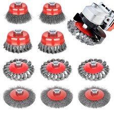 10Pcs Wire Wheel for 4 1/2 Angle Grinder Wire Wheel Brush Cup Set with Threaded