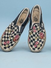 VANS Classic Slip-On Checkerboard Floral Black White Pink Low Top Slip-On