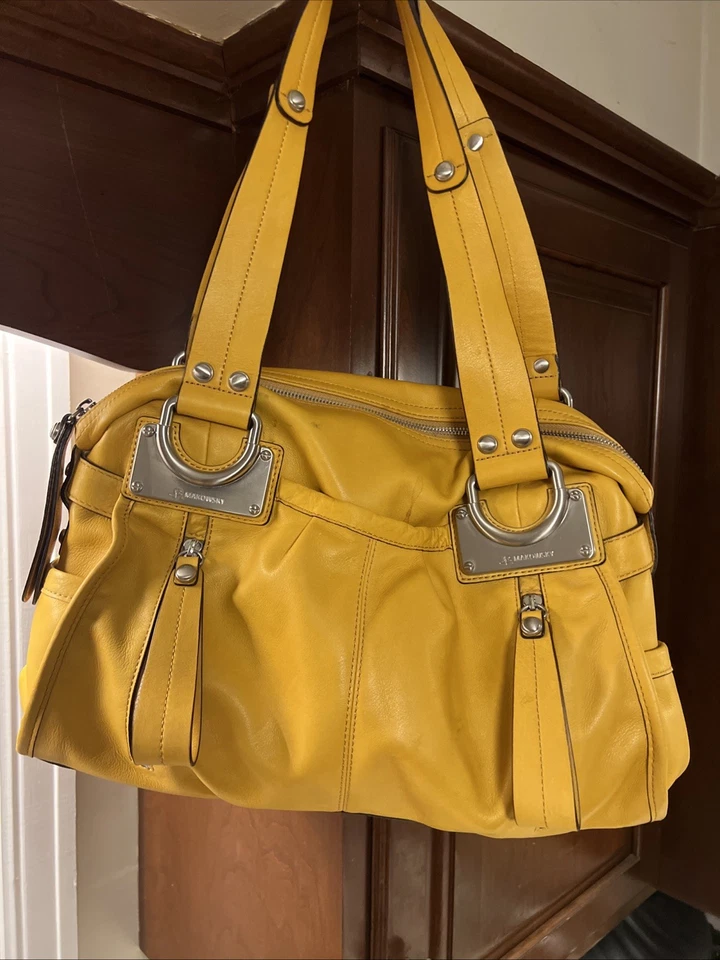 Cartera Bolso de Mano B. Makowsky Cuero Amarillo Mostaza Bolso de Hombro Cartera Cartera Foto 2 de 4