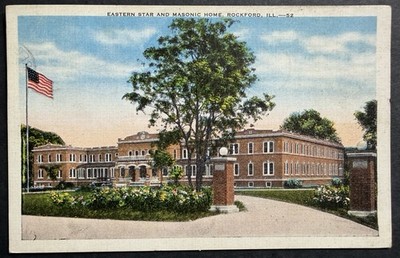 Vintage Postcard Eastern Star and Masonic Home Rockford Illinois IL 1938