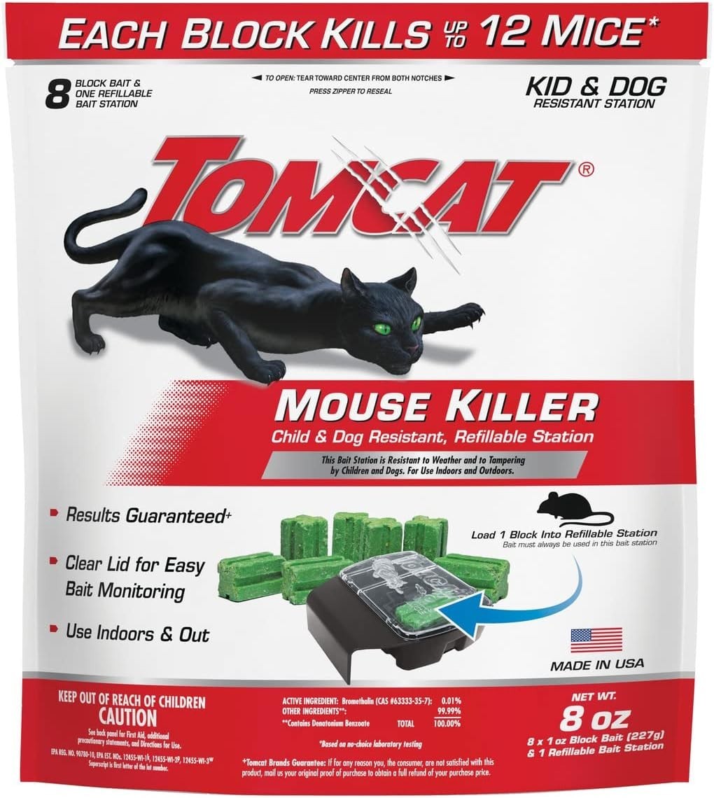 Tomcat Mouse Killer Child & Dog Resistant, Refillable Station for Indoor Outdoor