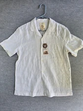 Panama Jack Short Sleeve Linen Shirt White Mens Size Medium
