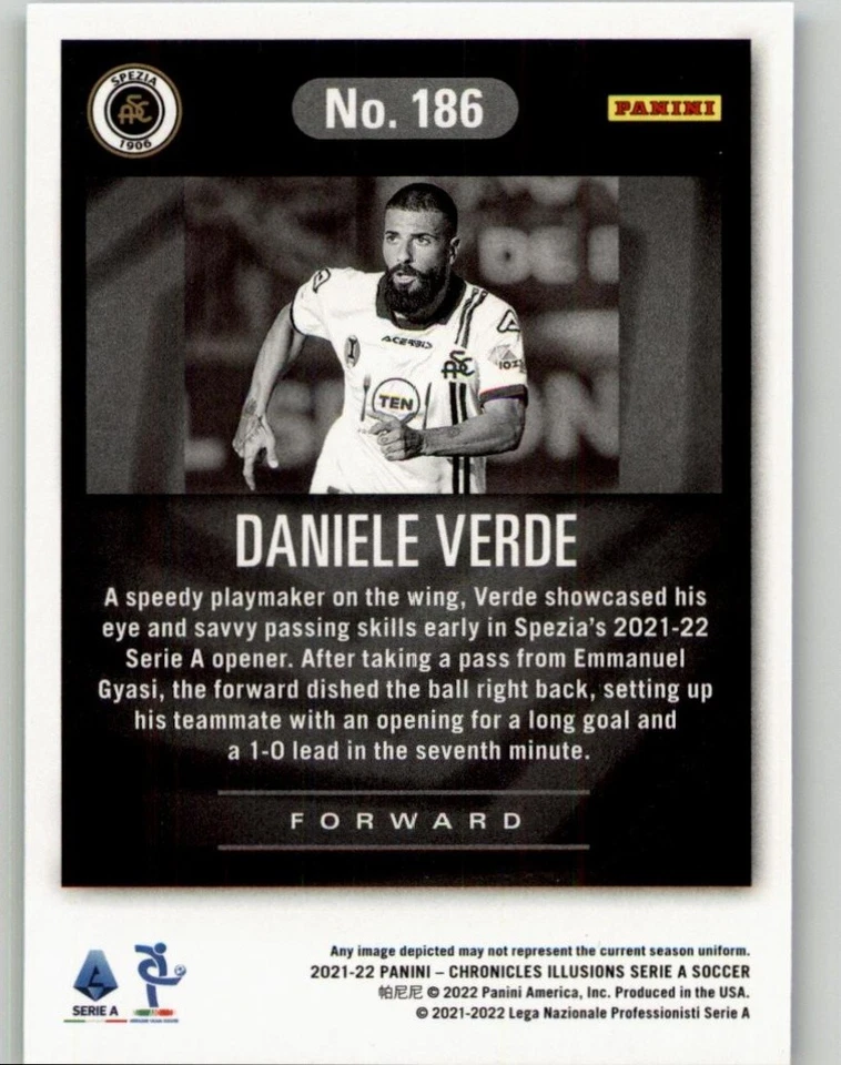 2021-22 Panini Chronicles Daniele Verde Illusions Serie A #186 Spezia Calcio - Image 2 of 2