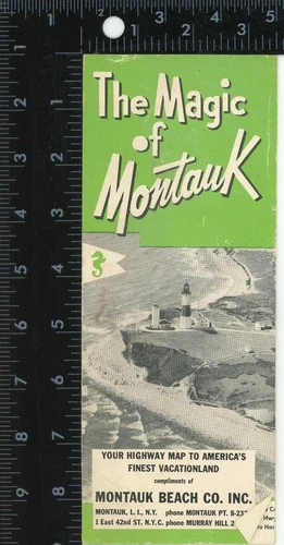 Vintage The Magic Of Montauk Foldout Map Brochure Long Island NY Travel Ephemera