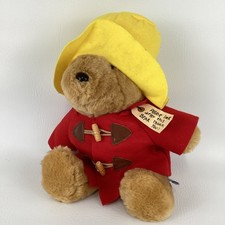 Paddington Bear 14" Plush Stuffed Animal Toy Sears Red Coat Yellow Hat Vintage