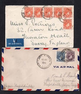 Nigeria x 2 George VI Air Mail Covers See Scans For Stamps & Postmarks 1941/46