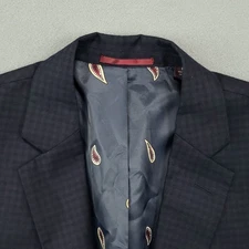 Johnston Murphy Sport Coat Men's Size Medium Blue Plaid Two Button Double Vented