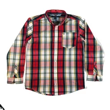 Tommy Hilfiger Red/White/Blue Plaid Button Down LS Shirt Boys XL (20) SHIPS FREE
