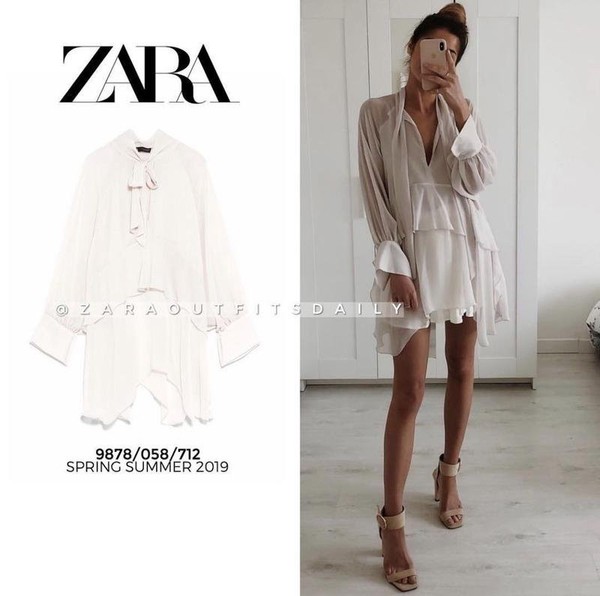 Women ZARA Dress Beige 36 / S / 44