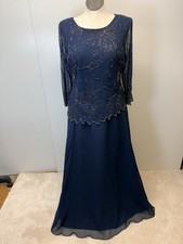 J Kara Women's Beaded Overlay Gown (Sz 18) Navy blue