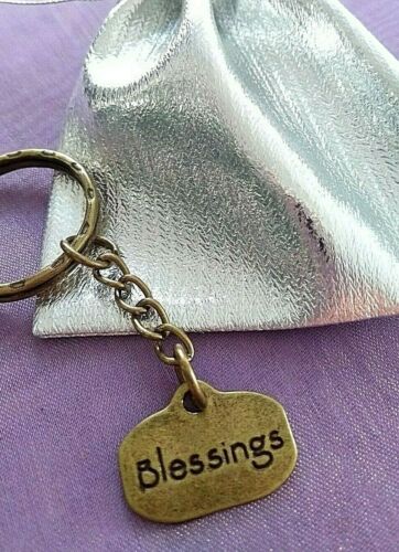 "BLESSINGS" Bronze Key Ring  - Bag Charm - Free Gift Bag   - Afbeelding 1 van 1