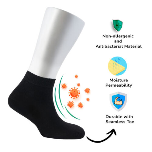 Cosyfeel® Women Loose Diabetic Ankle Socks 4-Pack Bamboo Material Seamless Toe - Picture 12 of 231