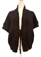 Berretti Cable Knit Cardigan Sweater Black  Italian Wool Mohair Alpaca Large