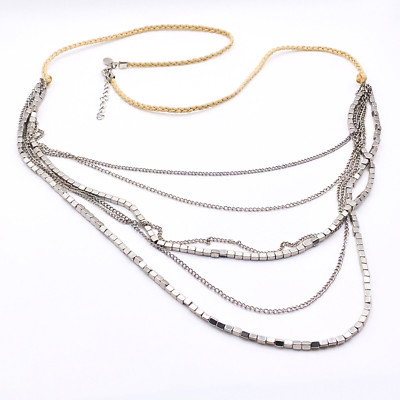 LAURA ASHLEY zweifarbige mehrstrangige Kette Statement Halskette 85 cm lang Lagenlook