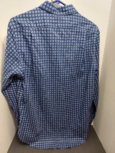 Polo Ralph Lauren Mens Classic Fit Geometric Print Shirt Dress Shirt Blue Medium - Picture 6 of 9