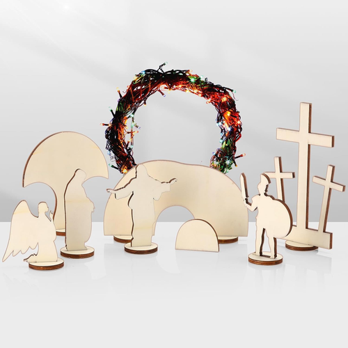 7 Pcs Empty Tomb Easter Scene Wooden Easter Resurrection Scene Set Christian Cro - Picture 9 of 12