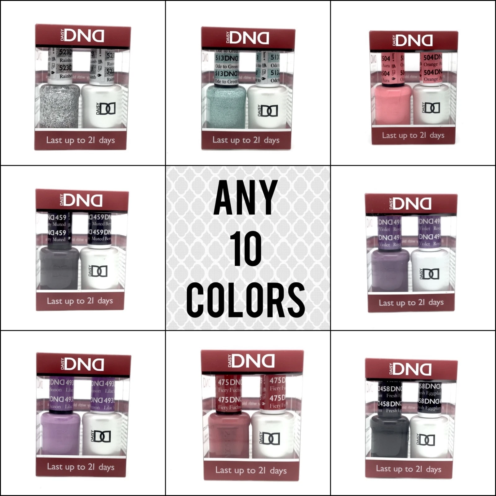 DND DAISY DUO UV GEL UV NAIL POLISH - ANY 10 COLORS OF YOUR CHOICE - USA MADE