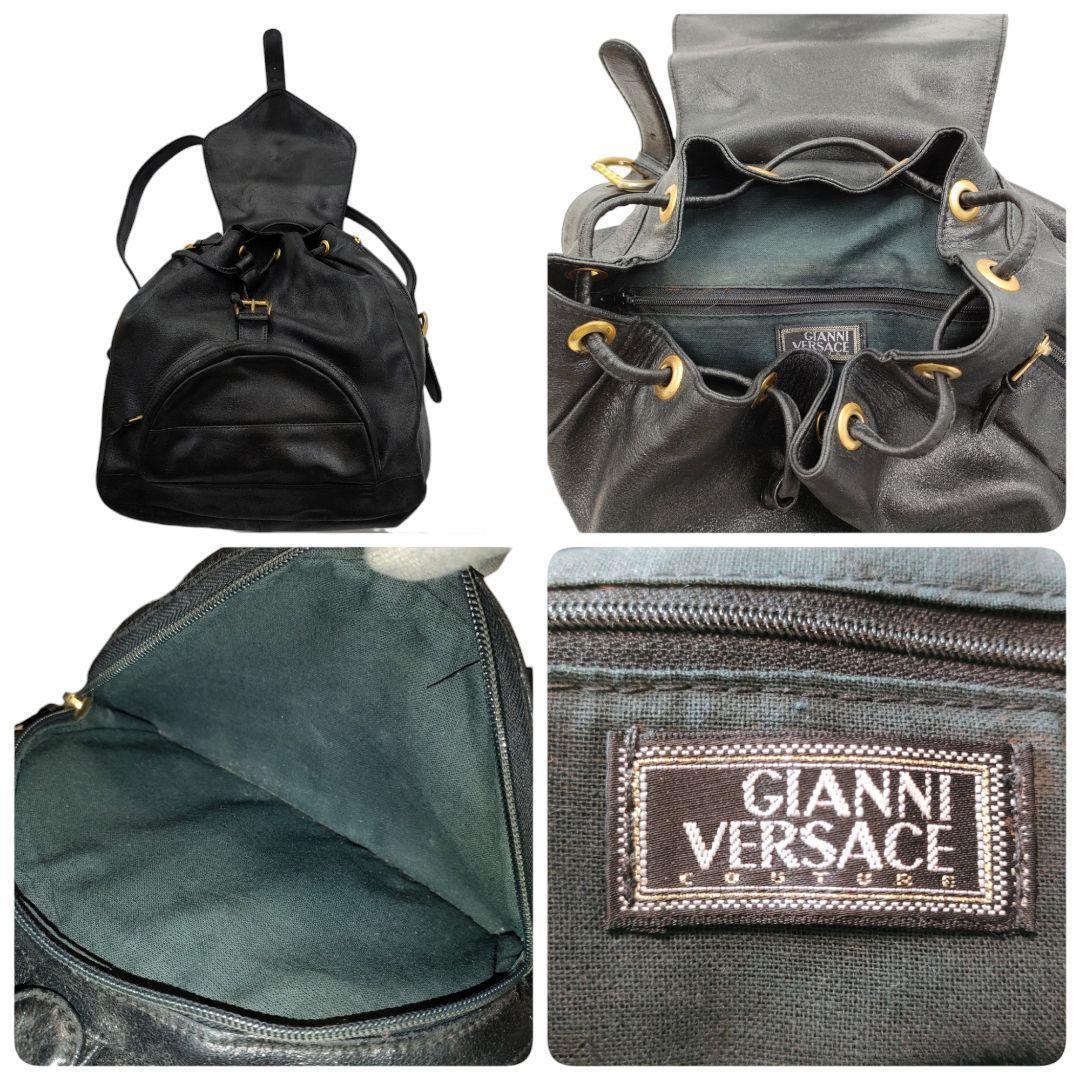 Gianni Versace Medusa Logo Backpack Leather Black Simple Gianni Versace Medusa Logo Backpack Leather Black Simple