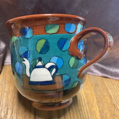 Vintage KATHRYN BERD Seattle Studio Art Pottery 12oz. Mug Teapot Window Redware