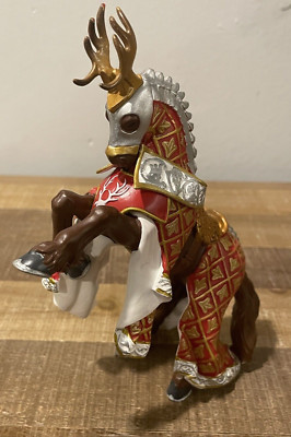 Papo 2007 Medieval Knights Brown Master Stag Horse #39912, Red & Gold Retired