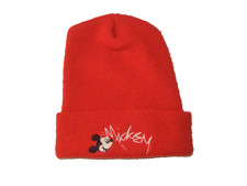 Vtg MICKEY MOUSE UNLIMITED Bright Red Warm WINTER BEANIE Disney-Land Ski Hat Cap