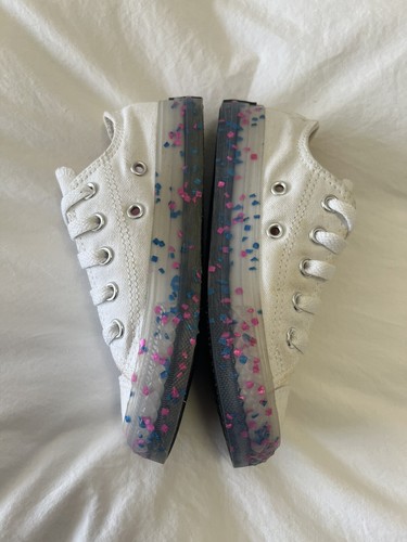 Converse All Star | Junior Size 11 | White Pink Confetti Big Girls Sneakers EUC - Picture 6 of 9