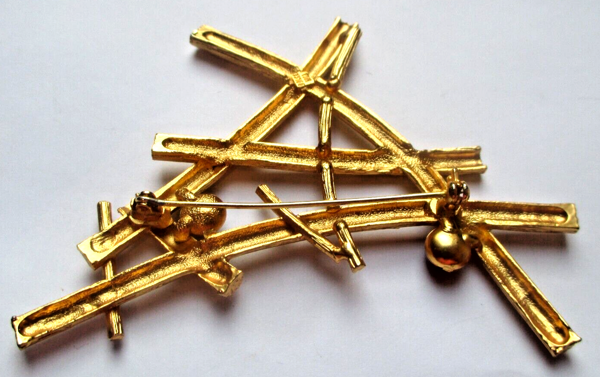 Broche Vintage Imposante Signée Dolce Vita - Couleur Or - état Impeccable - Bijou Fantaisie Pour Femme