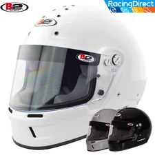 B2 Vision EV SA2020 Auto Racing Helmet | Auto Kart Snell | White Black Silver
