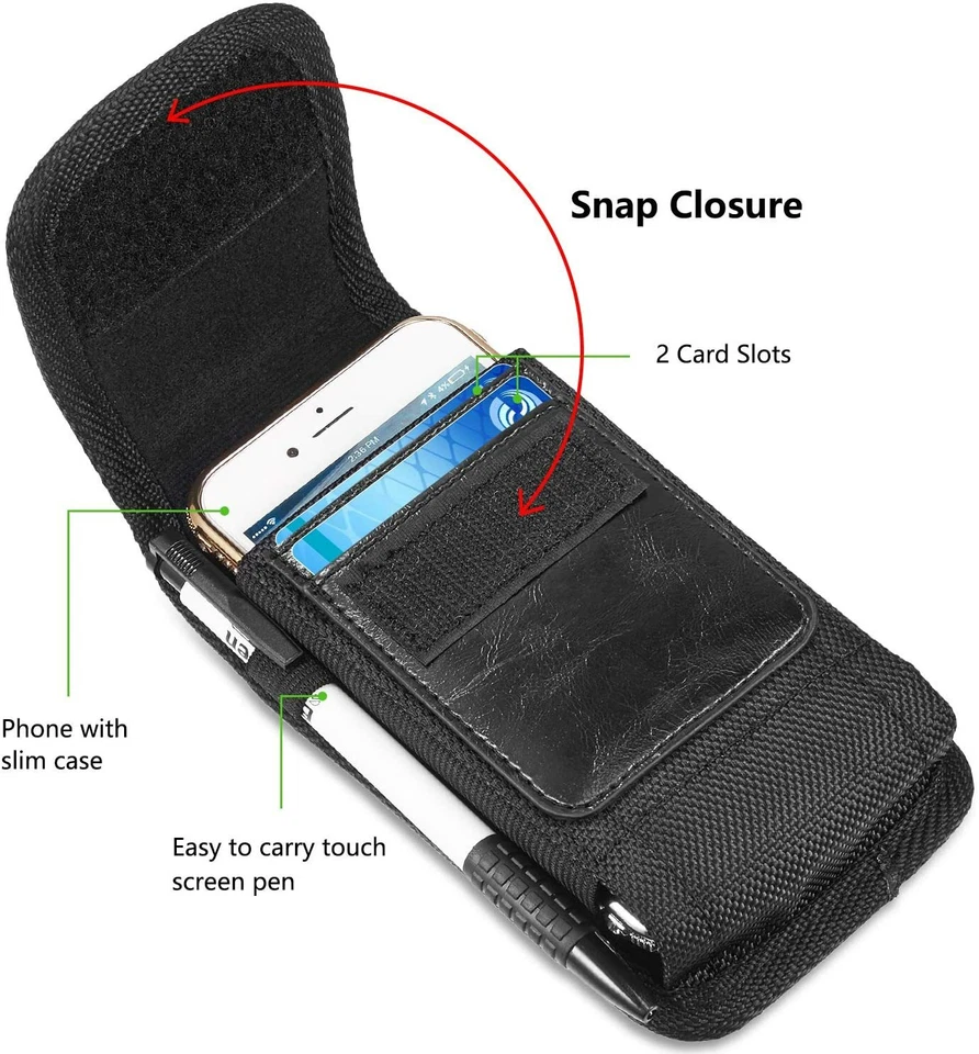 Pacote com 2 capas resistentes com clipe de cinto para telefone XS Max vertical coldre bolsa com slots - Imagem 4 de 4