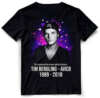 NEW Avicii 1989-2018 Classic Short Sleeve Black All Size Shirt AR807
