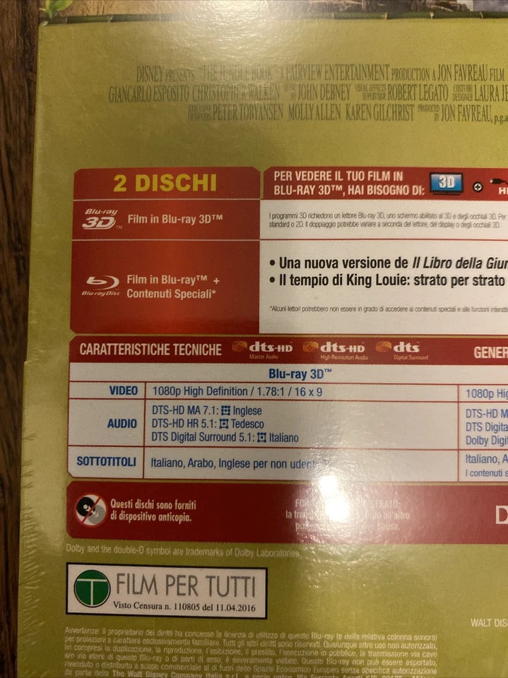 The Jungle Book Blu-ray 3D +2D Blu-ray Steelbook SEALED Import Foto 4 de 4