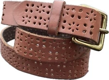 J. CREW Brown Genuine Leather Laser Cut Casual Belt Women's Size M