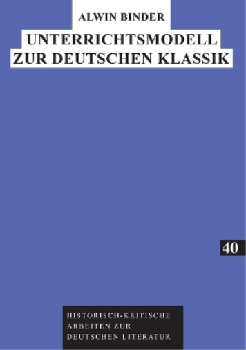 Thumbnail - Alwin Binder Unterrichtsmodell Zur Deutschen Klassik (taschenbuch)