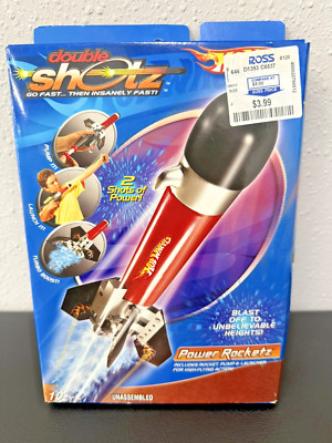 Hot Wheels Double Shotz Power Rocketz Blast Off Rocket Playset Launch Flying