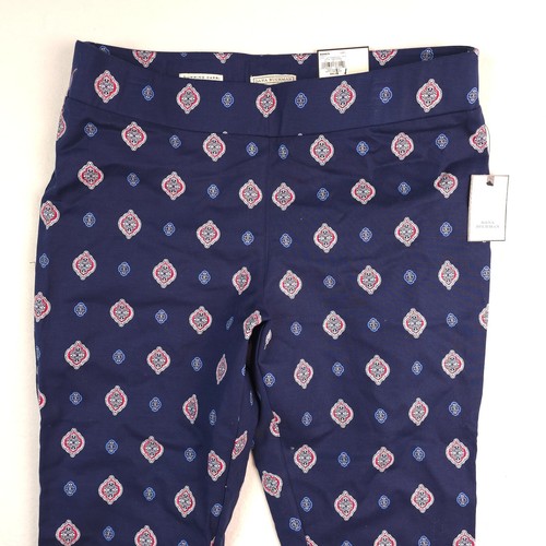 Dana Buchman marineblau Medaillon Rollriegel Twill schlankmachende Caprihose Large - Bild 2 von 13