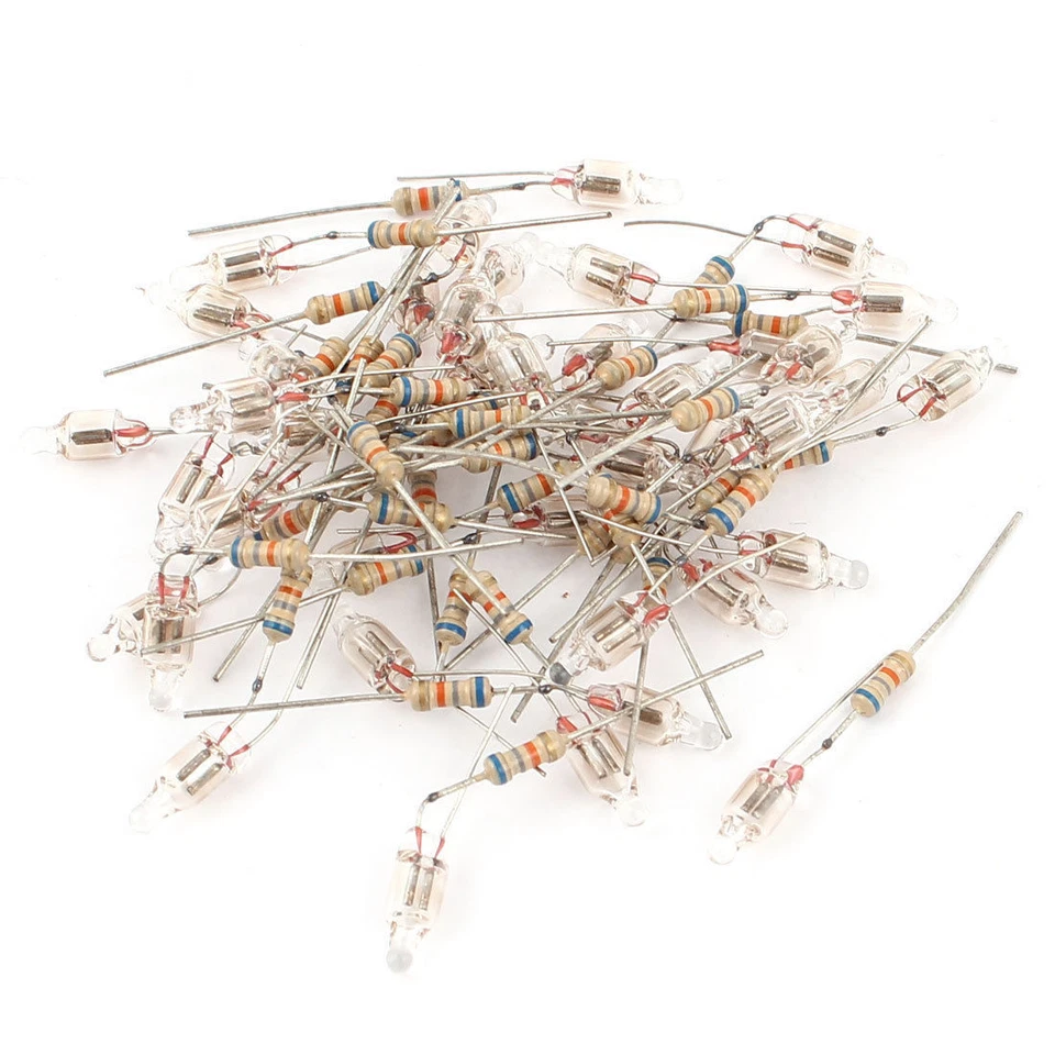 50 Pcs 5x10mm Head Orange Light Neon Bulb Indicator Lamp 100V-220V w Resistor - Image 1 of 1
