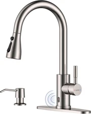Touchless Kitchen Sink Faucet with Soap Dispenser and Pull down Sprayer, Stainle