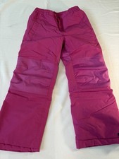 Girls Pink Lands End Fleece Lined Grow A Long Ski Pants Size 8 Good Condition