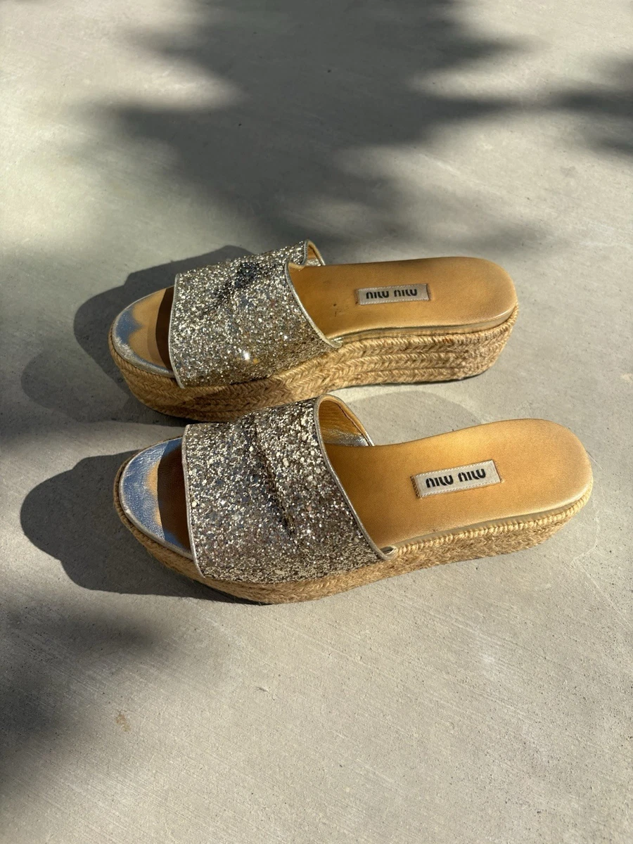 Miu Miu Sandals and Flip Flops Gold for sale | eBay