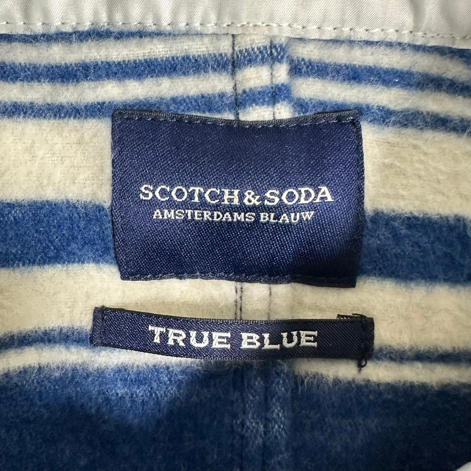 Scotch & Soda Men XL True Blue Amsterdams Blauw Blue White Striped Cotton Jacket - Image 4 of 4