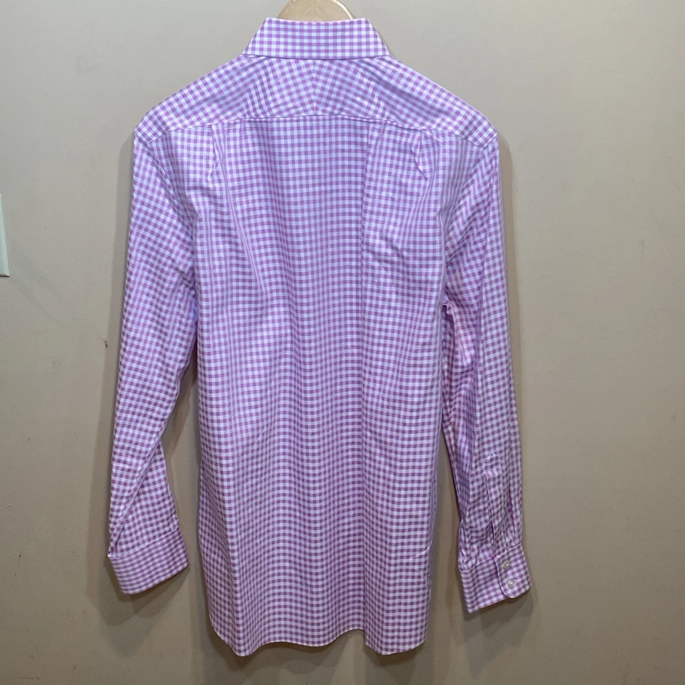 Camisa de vestir Charles Tyrwhitt para hombre calce ajustado con botones 16 35 L rosa a cuadros Foto 4 de 4