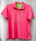 Peter Millar Golf Polo Shirt XL Pink Green Trim Short Sleeve Mens E4 Wicking