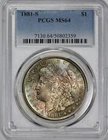 1881-S Morgan Silver $1 Dollar PCGS MS 64 Rainbow Toned