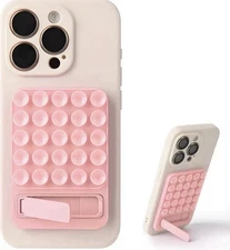 Silicone Suction Cup Phone Case Mount Double Sided, Double-Sided, Light Pink